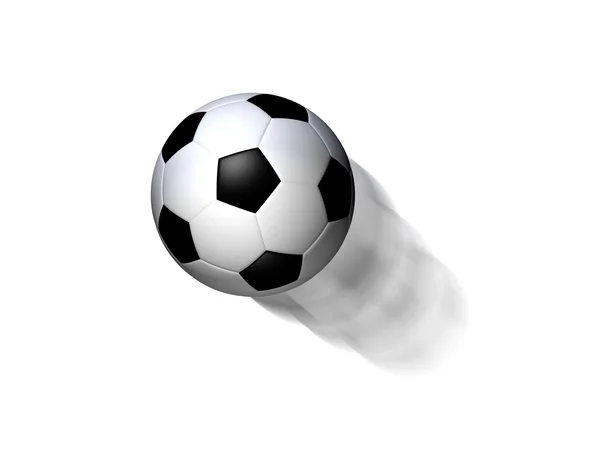Летящий футбольный мяч — стоковое фото