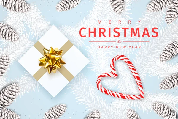Feliz Natal Feliz Ano Novo Decorações Natal Composição Design Brilhante —  Vetores de Stock