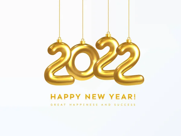 Feliz Ano Novo 2022 Cartão Saudação Com Texto Grande Felicidade —  Vetores de Stock