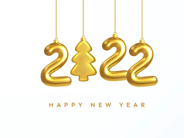 2022 Cartão Ano Novo Design Decorações Natal Pendurado Uma Cadeia —  Vetores de Stock