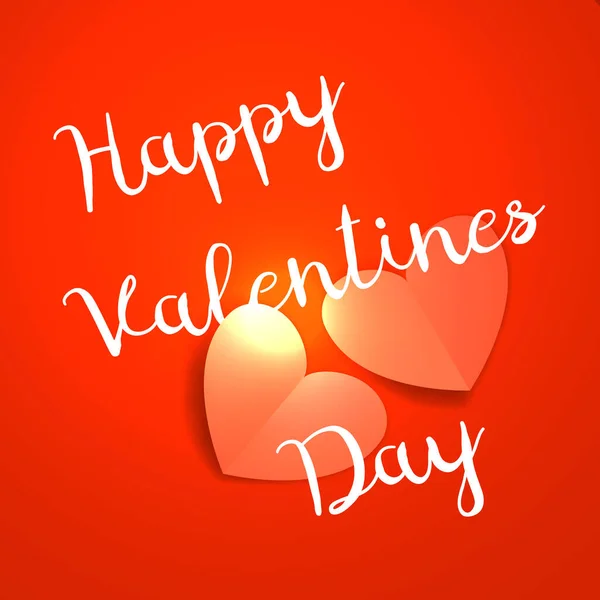 Happy Valentine Day Κείμενο Χειρόγραφη Τυπογραφική Αφίσα Φόντο Κόκκινης Βαθμίδας — Διανυσματικό Αρχείο