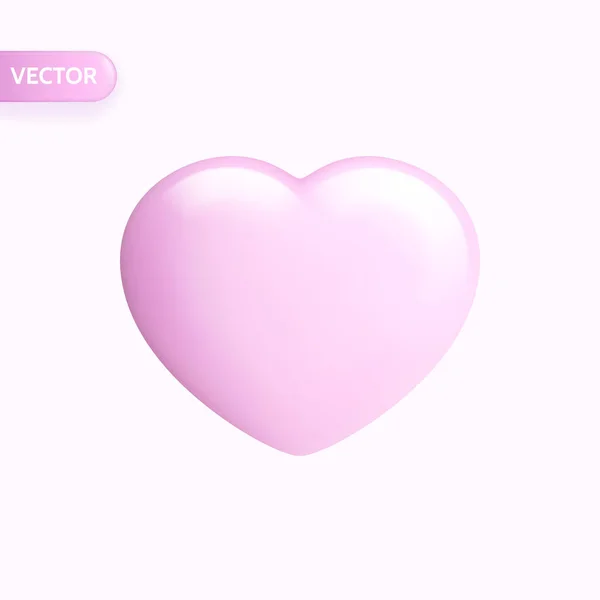 Corazón Rosa Diseño Realista Icono Del Corazón Símbolo Del Amor — Vector de stock