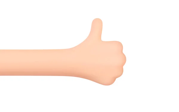 手のジェスチャーのように 親指が上げられます 手のしぐさ 白い背景に隔離された3D漫画フレンドリーな面白いスタイル 3Dベクトル図 — ストックベクタ