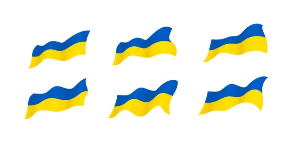 Ukrajinská Vlajka Sada Dynamických Symbolů Vlajky Ukrajiny Vlající Větru Izolovaných — Stockový vektor
