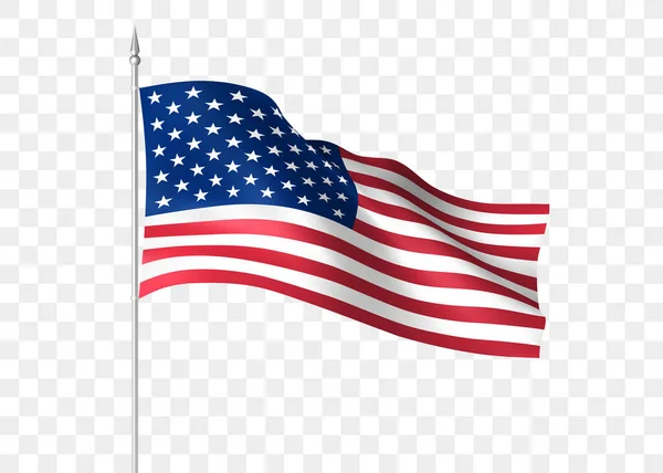 Bandera Los Estados Unidos Ondeando Viento Bandera Estados Unidos Asta — Vector de stock