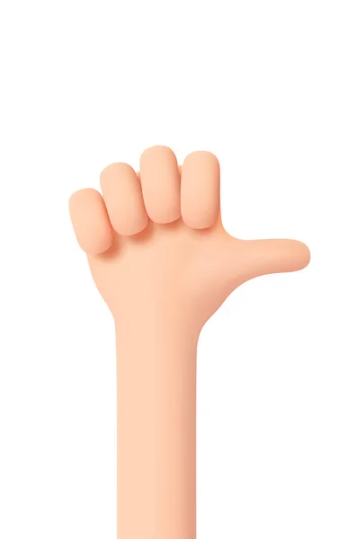 指で数える 1番の手のジェスチャー 手のジェスチャーのように 親指を切り上げられ上げられる 3D漫画フレンドリーな面白いスタイル 白い背景に隔離されてる 3Dベクトル図 — ストックベクタ