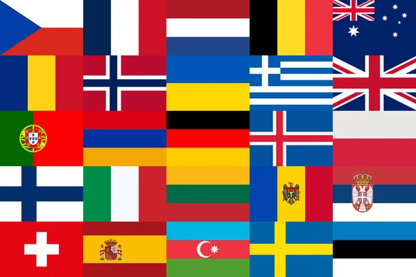 Твердий Фон Прапорів Країн Беруть Участь Європейському Пісенному Конкурсі 2022 — стоковий вектор