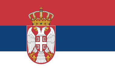 Serbia flag. The official national flag of the Republic of Serbia, a state in southeastern Europe. Flat icon. Texture map. Vector illustration clipart