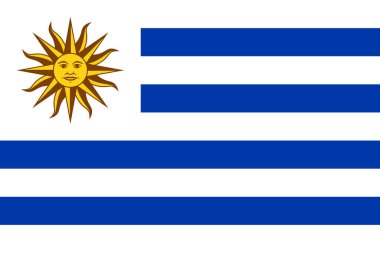 Flag of Uruguay. The Official National Flag of the Oriental Republic of Uruguay, a state in southeastern South America. Flat icon. Texture map. Vector illustration