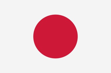 Japonya bayrağı. Ortasında kırmızı bir daire olan dikdörtgen beyaz bir pankart. Nisshoki, Hinomaru. Güneşin çemberi. Doğan Güneşin Ülkesi. Düz simge. Doku haritası. Vektör