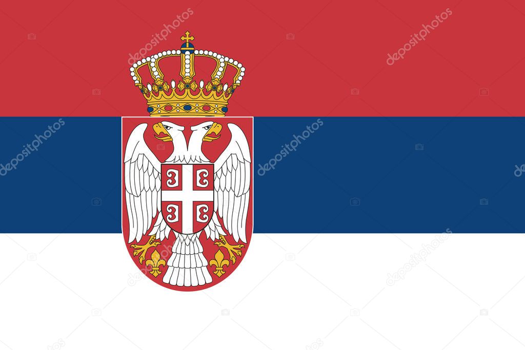 Serbia flag. The official national flag of the Republic of Serbia, a state in southeastern Europe. Flat icon. Texture map. Vector illustration