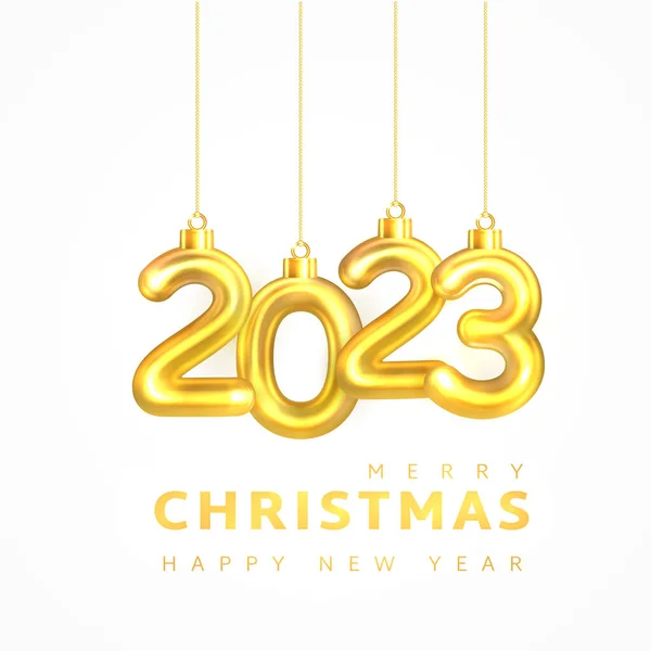 Feliz Navidad Feliz Año Nuevo 2023 Juguete Navidad Colgante Número — Archivo Imágenes Vectoriales