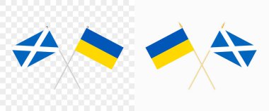 Ukrayna ve İskoçya bayrakları aştı. Pencere açısı 28 derece. Bayrak direği ve renkleri farklı şekillerde seçenekler - gümüş ve altın. Şeffaf tabakada bayraklar. Vektör şablonu