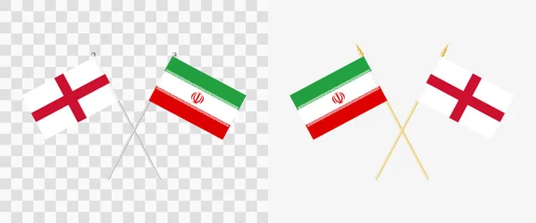 England Und Der Iran Kreuzten Flaggen Wimpelwinkel Grad Optionen Mit — Stockvektor