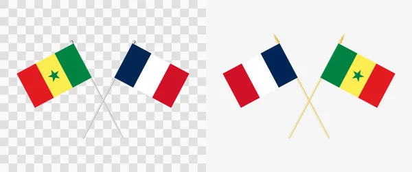 Frankrijk Senegal Staken Vlaggen Pennon Hoek Graden Opties Met Verschillende — Stockvector