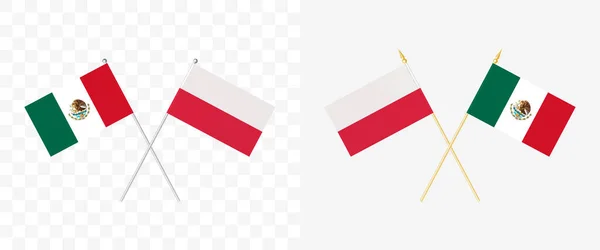 México Polonia Cruzaron Banderas Ángulo Pennon Grados Opciones Con Diferentes — Archivo Imágenes Vectoriales
