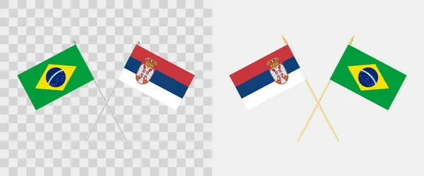 Бразилия Сербия Скрещивали Флаги Угол Пеннон Градусов Варианты Различными Формами — стоковый вектор