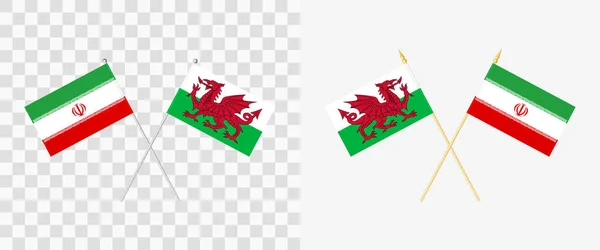 Wales Und Der Iran Kreuzten Flaggen Wimpelwinkel Grad Optionen Mit — Stockvektor
