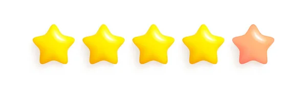 Five Stars Customer Product Rating Review Icon Apps Websites Glossy — Stock vektor