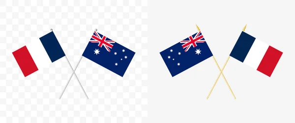 França Austrália Cruzaram Bandeiras Ângulo Pennon Graus Opções Com Diferentes — Vetor de Stock