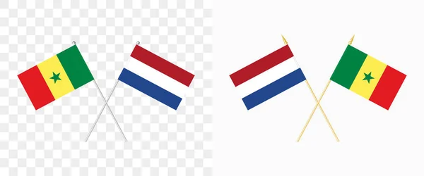 Senegal Nederland Staken Vlaggen Pennon Hoek Graden Opties Met Verschillende — Stockvector
