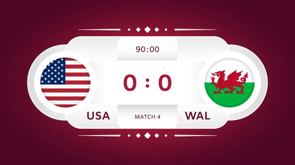Usa Wales Match Football 2022 World Football Competition Infographic Group — Stock Vector