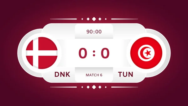 Denmark Tunisia Match Football 2022 World Football Competition Infographic Group — ストックベクタ