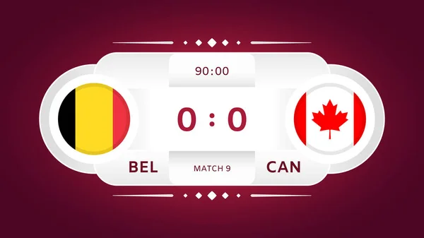 Belgie Canada Match Fotbal 2022 Světová Fotbalová Soutěž Infographic Skupinové — Stockový vektor