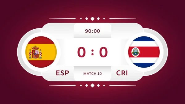 Spanje Costa Rica Match Voetbal 2022 Wereld Voetbal Wedstrijd Infographic — Stockvector