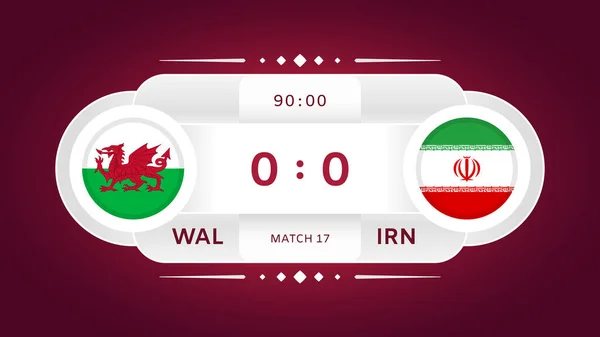 Wales Iran Match Fotbal 2022 Mistrovství Světa Fotbale Infographics Skupinová — Stockový vektor