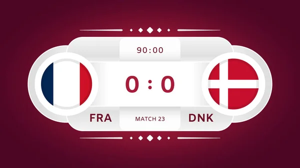 França Dinamarca Jogo Futebol 2022 Campeonato Mundial Futebol Competição Infográficos —  Vetores de Stock