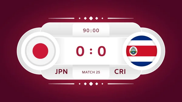 Giappone Contro Costa Rica Match Calcio 2022 Campionato Mondiale Calcio — Vettoriale Stock