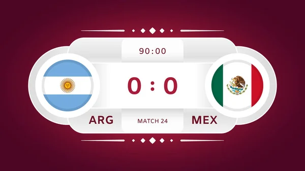 Argentina Contro Messico Match Calcio 2022 Campionato Mondiale Calcio Infografica — Vettoriale Stock