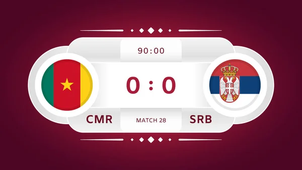 Partido Camerún Serbia Fútbol 2022 World Football Championship Competition Infographics — Vector de stock