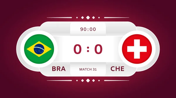 Brasil Suíça Match Futebol 2022 Campeonato Mundial Futebol Competição Infográficos — Vetor de Stock