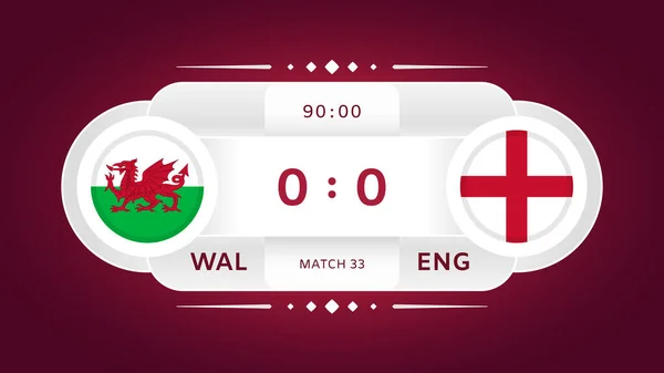 País Gales Contra Inglaterra Futebol 2022 Campeonato Mundial Futebol Competição — Vetor de Stock