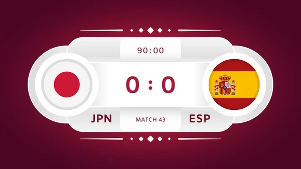 Japonsko Španělsko Zápas Fotbal 2022 Mistrovství Světa Fotbale Infographics Skupinová — Stockový vektor