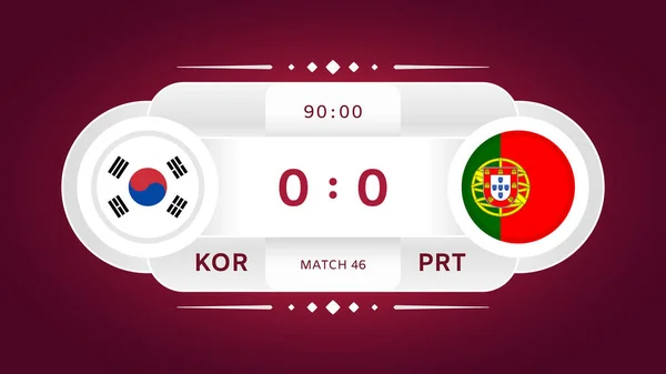 Corea Del Sud Contro Portogallo Match Calcio 2022 Campionato Mondiale — Vettoriale Stock