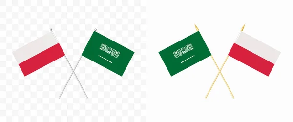 Polen Und Saudi Arabien Zeigten Flagge Pennonwinkel Grad Optionen Mit — Stockvektor