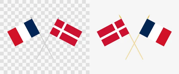 Frankreich Und Dänemark Zeigten Flagge Pennonwinkel Grad Optionen Mit Verschiedenen — Stockvektor