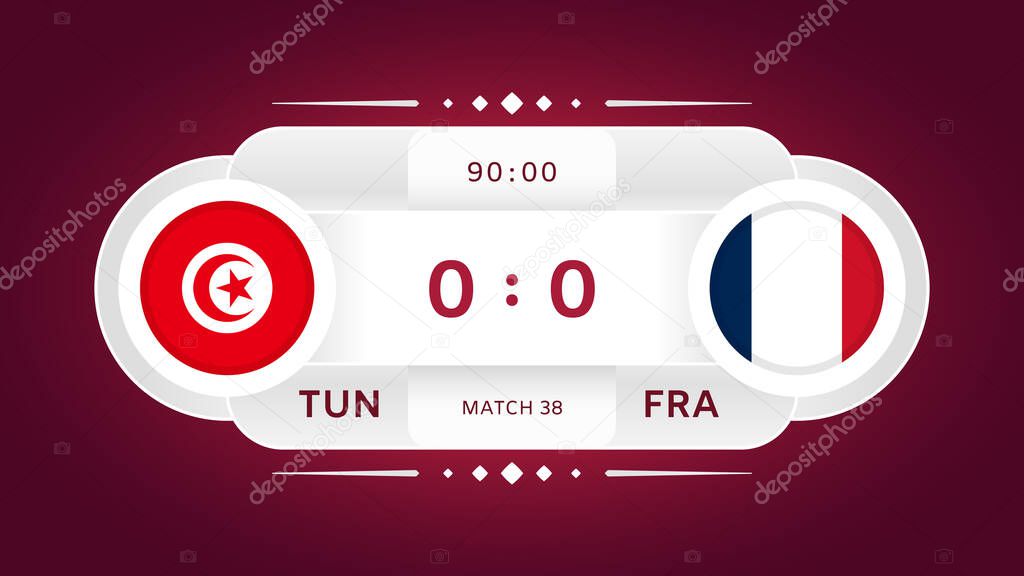 Túnez vs Francia Match. Fútbol 2022. World Football Championship