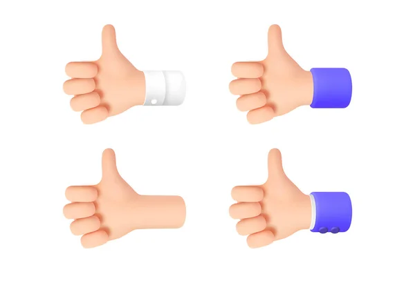 Como Sign Igual Que Gesto Mano Pulgar Hacia Arriba Conjunto — Vector de stock