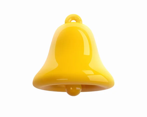 Glossy Bell Isolated White Background Rendering Yellow Bell Figurine Object — Stock vektor