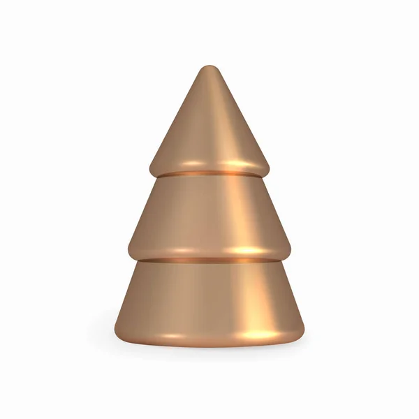 Gold Christmas Tree Cone Golden Render Realistic Abstract Christmas Tree — стоковый вектор