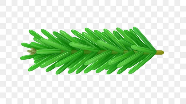Fir Branch Closeup Isolated Transparent Background Christmas Tree Part Stylized — Stok Vektör