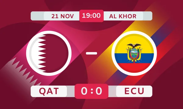 Qatar Ecuador Match Design Element Football 2022 Soccer Competition Football — ストックベクタ
