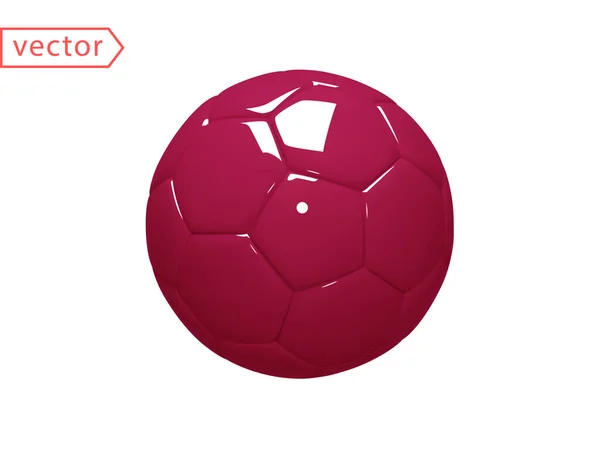 Realistic Maroon Soccer Ball Football Ball Vector Figurine Ball Sports — Stok Vektör