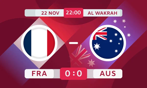 France Australia Match Design Element Football Championship Competition Infographics Broadcast —  Vetores de Stock