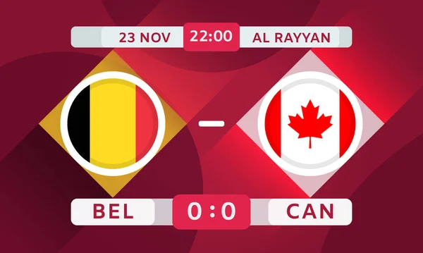 Belgium Canada Match Design Element Football Championship Competition Infographics Announcement — Vetor de Stock