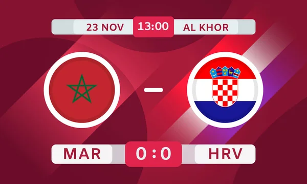 Morocco Croatia Match Design Element Football Championship Competition Infographics Announcement — Vector de stock